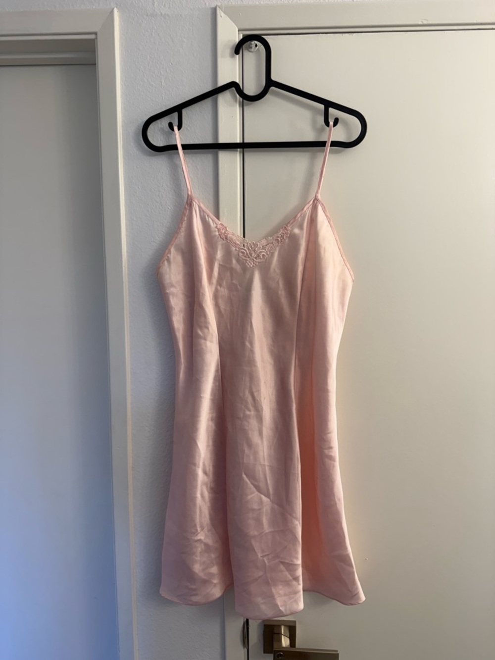 Morgan Taylor Pale Pink Satin Camisole with Lace V-Neck